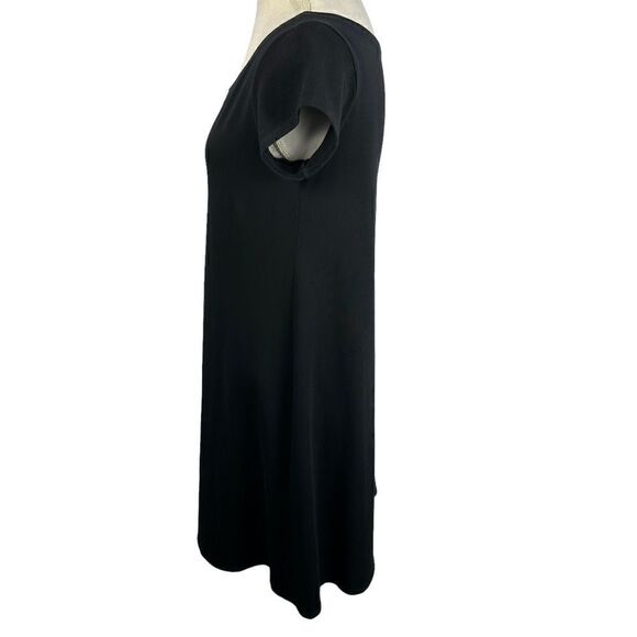 Eileen Fisher The System Women's Black Stretch Shift Shirt Dress S/S Size M - Picture 2 of 8